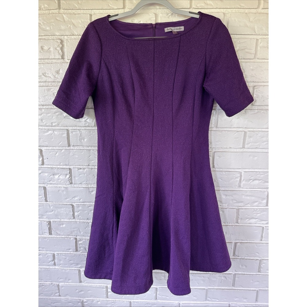 Danny & Nicole Women's Purple Textured Keyhole Neck Short Sleeve Dress Size 10‎